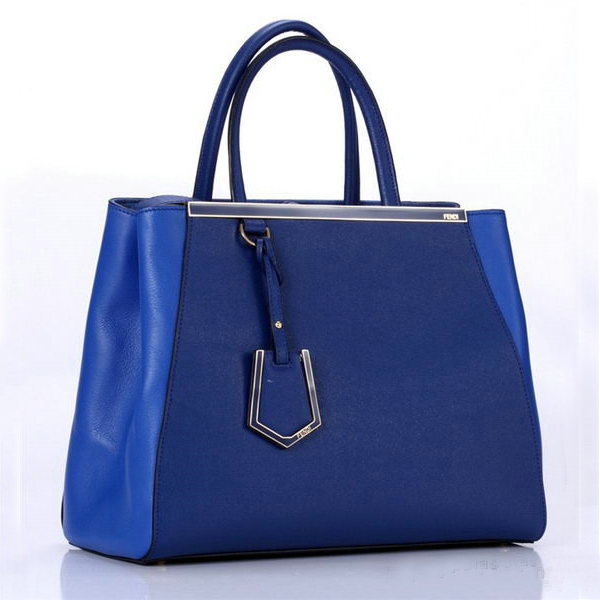 F001 Fendi Autunno Inverno 2012 2Jours blu originale Leather Tote Ba